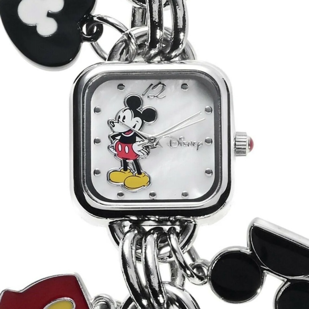 Women's Mickey Mouse Charm Bracelet Watch Silver 2049
